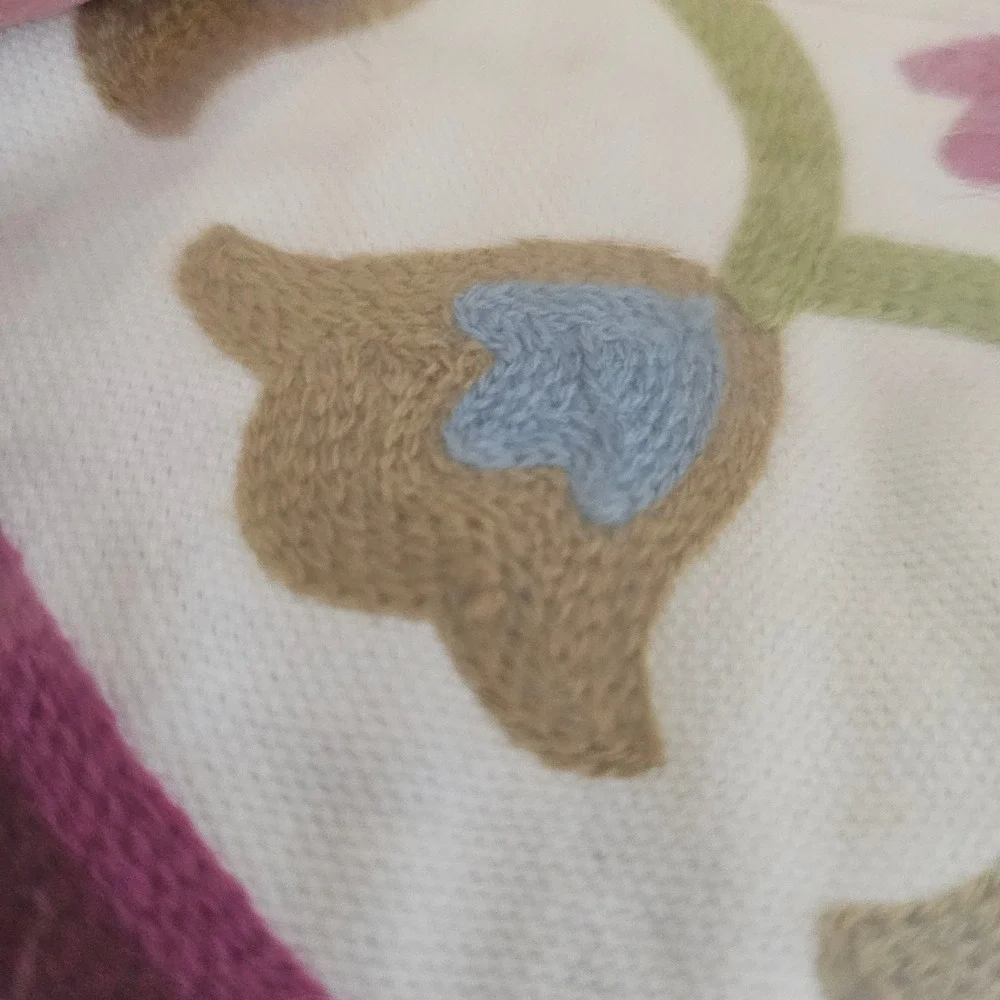 Rectangular Boho Multicolor Mosaic Beige Burlap Blue Tasseled‎ Pillow Sham Cover